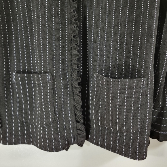 FRENCH RAGS vintage wool blend striped ruffle trim button front cardigan sweater - Picture 8 of 12